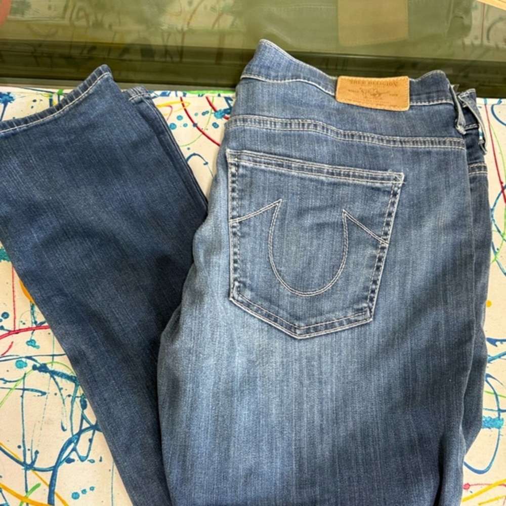 True Religion Audrey Straight Leg Jeans Womens 30x31 Blue Mid Rise Stretch Denim